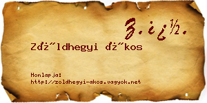 Zöldhegyi Ákos névjegykártya